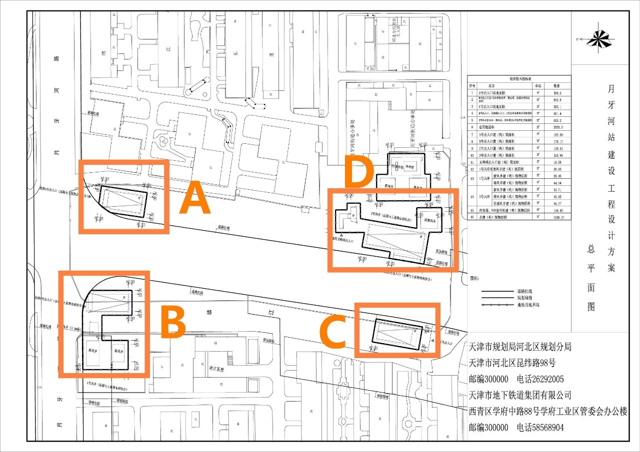 河北区地铁5号线月牙河站建筑设计方案总平面图